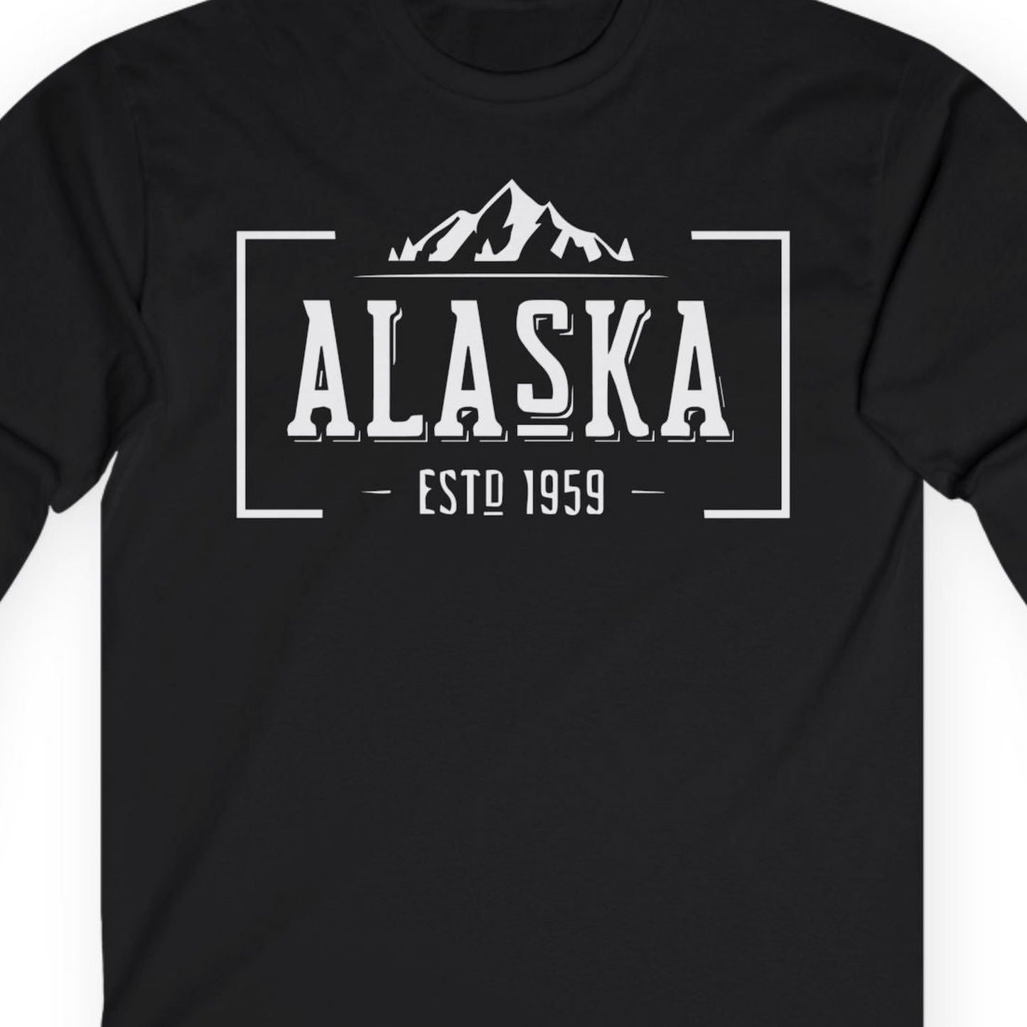 Vintage Alaska Estd 1959 Shirt Long Sleeve Shirt – Black – Alaska Cruise Shirts Close Up