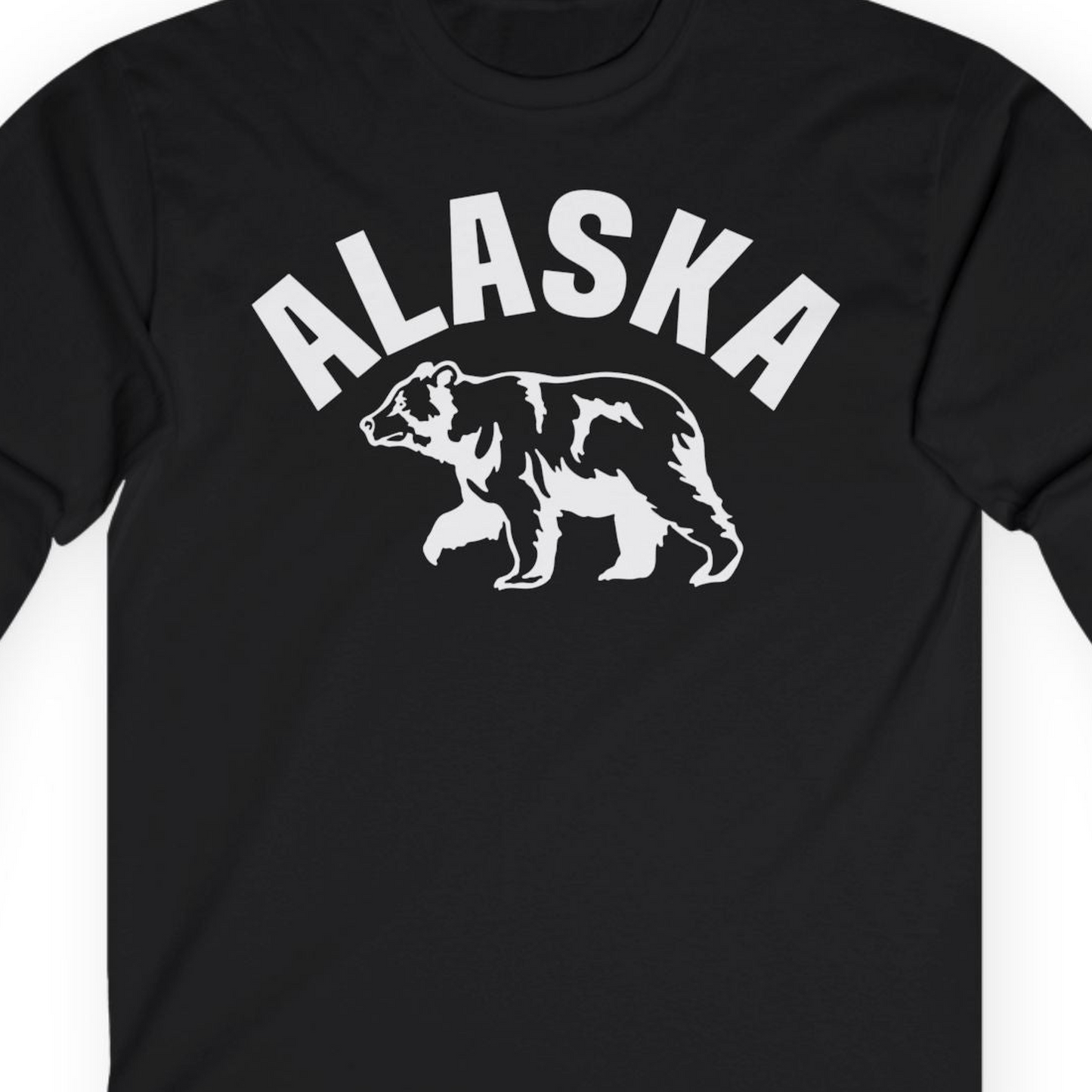 Alaska Bear Silhouette Wildlife Shirt Long Sleeve Shirt – Black – Alaska Cruise Shirts Close Up