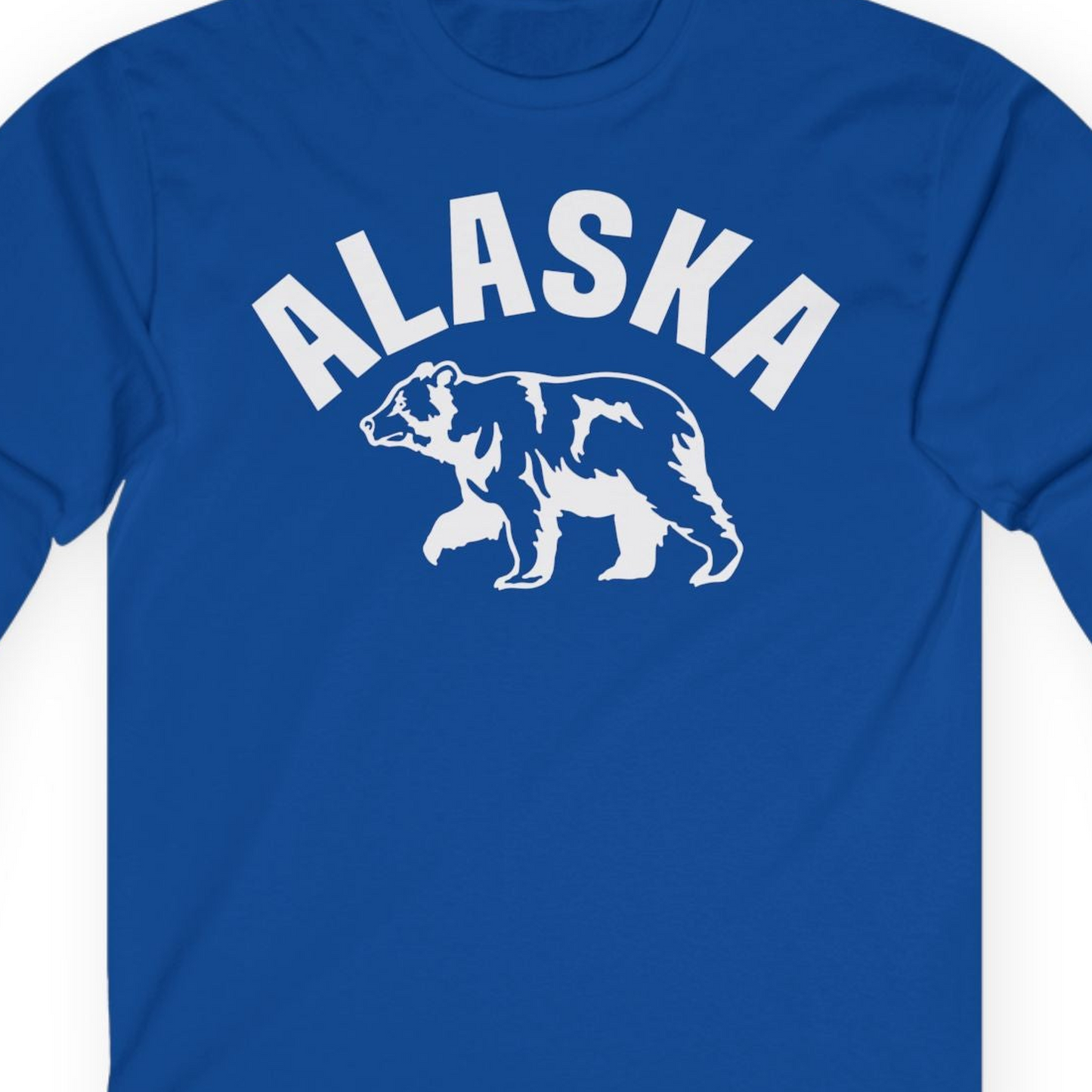 Alaska Bear Silhouette Wildlife Shirt Long Sleeve Shirt – Royal – Alaska Cruise Shirts Close Up