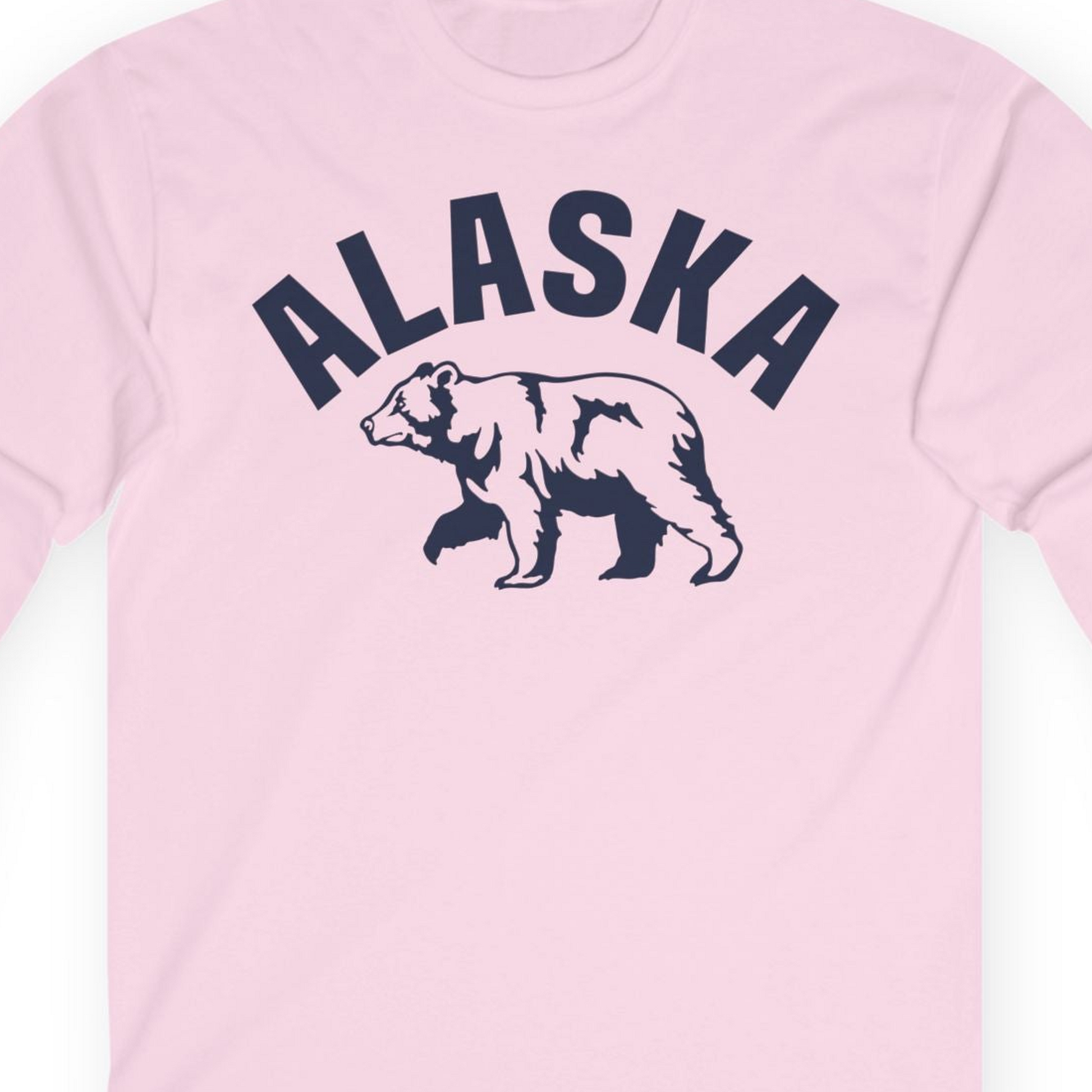 Alaska Bear Silhouette Wildlife Shirt Long Sleeve Shirt – Light Pink – Alaska Cruise Shirts Close Up