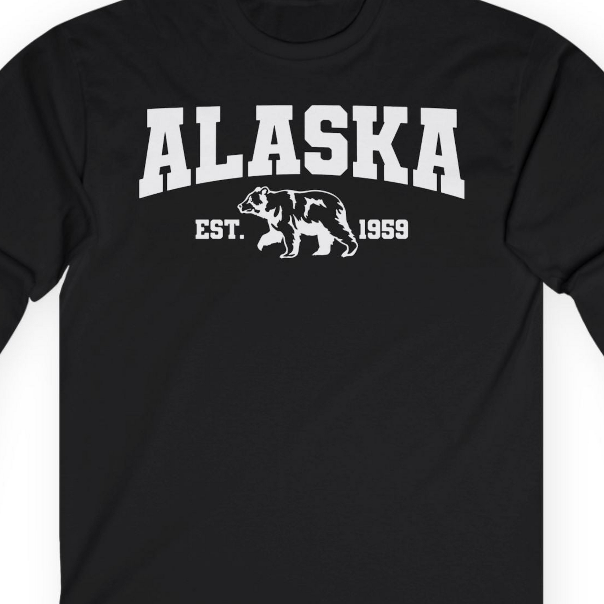 Vintage Alaska Bear Shirt Long Sleeve Shirt – Black – Alaska Cruise Shirts Close Up