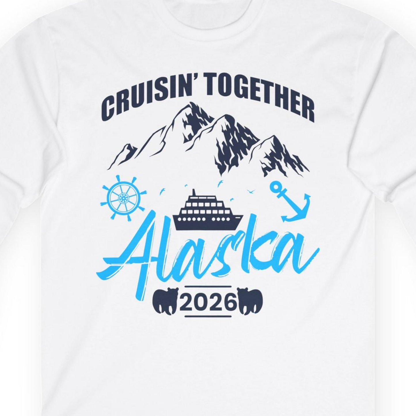 Alaska Cruise Group Adventure Shirt Long Sleeve Shirt – White – Alaska Cruise Shirts Close Up