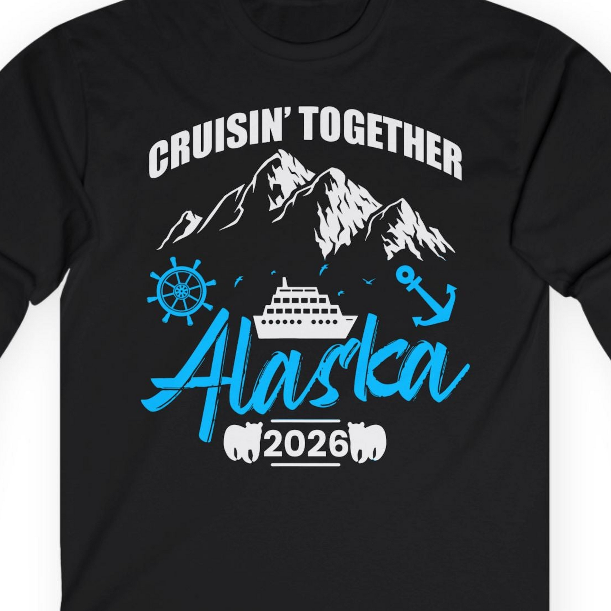 Alaska Cruise Group Adventure Shirt Long Sleeve Shirt – Black – Alaska Cruise Shirts Close Up