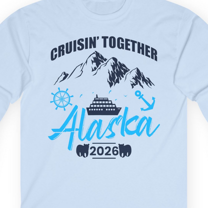 Alaska Cruise Group Adventure Shirt Long Sleeve Shirt – Light Blue – Alaska Cruise Shirts Close Up