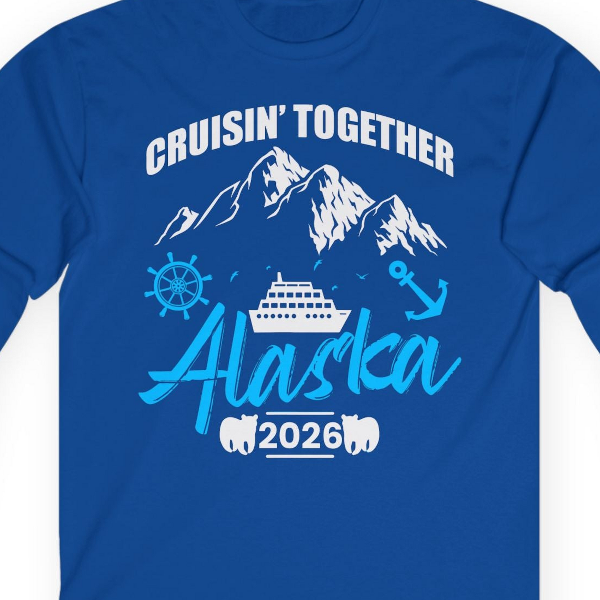 Alaska Cruise Group Adventure Shirt Long Sleeve Shirt – Royal – Alaska Cruise Shirts Close Up