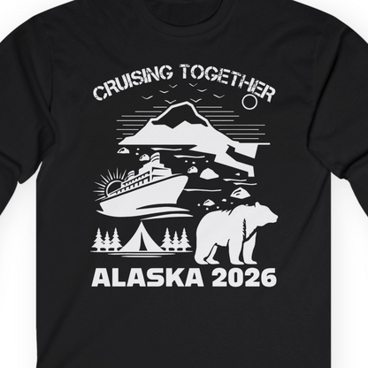 Alaska Cruise 2026 Family Adventure Bear Mountain Nature Shirt — Long Sleeve Long Sleeve Shirt – Black – Alaska Cruise Shirts Close Up