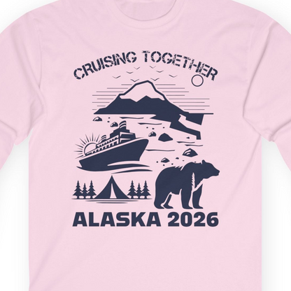 Alaska Cruise 2026 Family Adventure Bear Mountain Nature Shirt — Long Sleeve Long Sleeve Shirt – Light Pink – Alaska Cruise Shirts Close Up