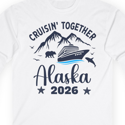 Alaska Cruise Adventure 2026 Shirt Long Sleeve Shirt – White – Alaska Cruise Shirts Close Up