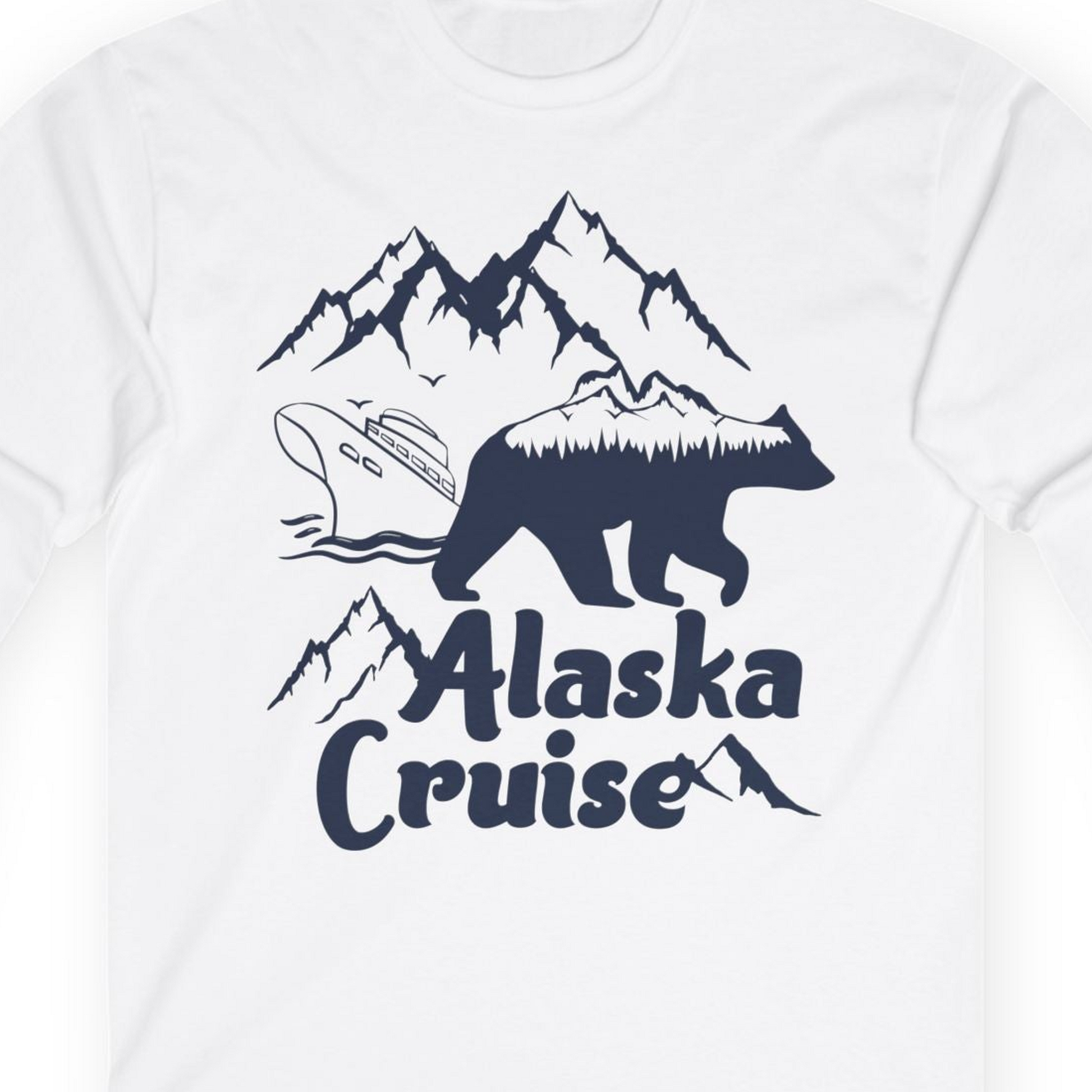 Alaska Cruise Shirt Long Sleeve Shirt – White – Alaska Cruise Shirts Close Up