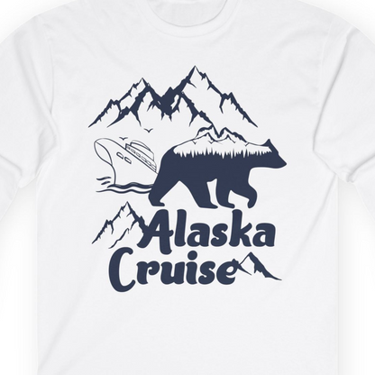 Alaska Cruise Shirt Long Sleeve Shirt – White – Alaska Cruise Shirts Close Up