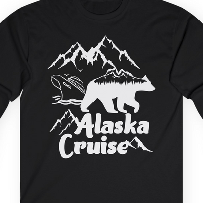 Alaska Cruise Shirt Long Sleeve Shirt – Black – Alaska Cruise Shirts Close Up