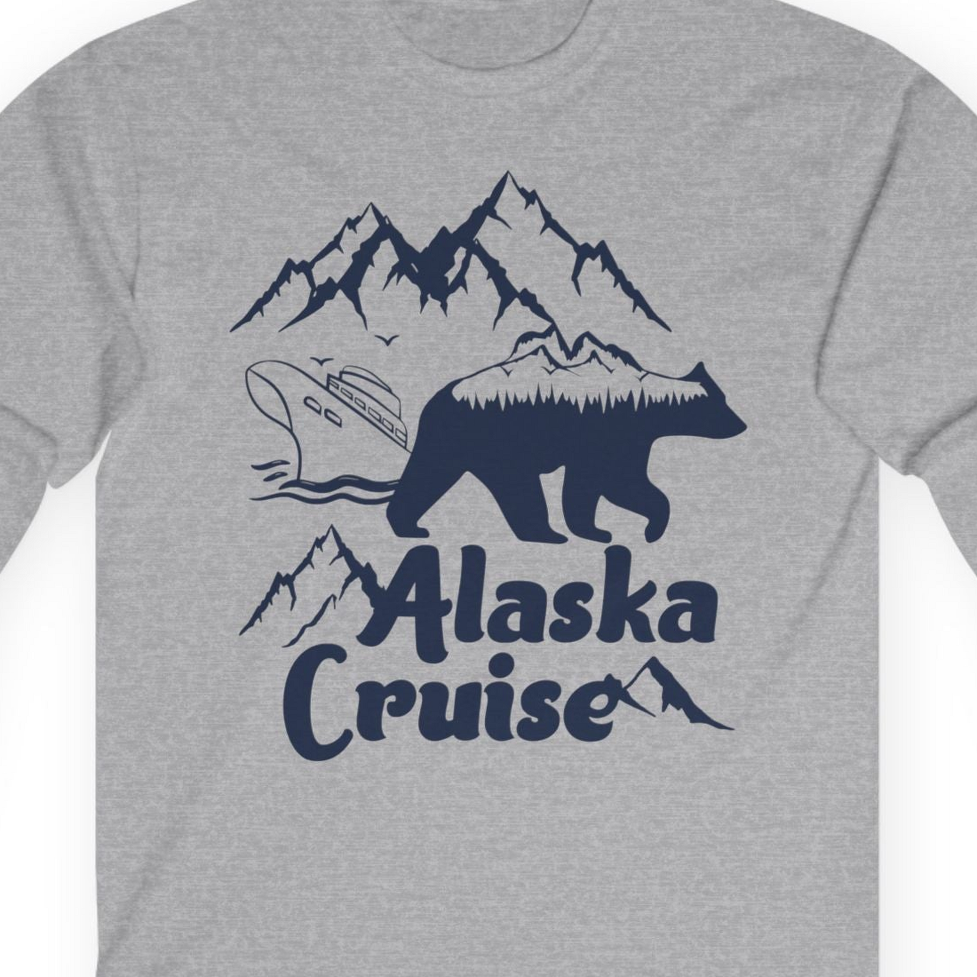 Alaska Cruise Shirt Long Sleeve Shirt – Sport Grey – Alaska Cruise Shirts Close Up