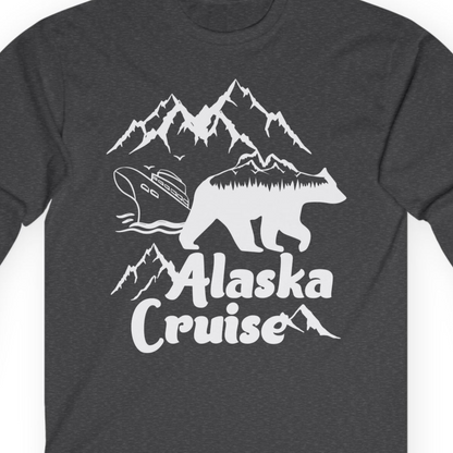 Alaska Cruise Shirt Long Sleeve Shirt – Dark Heather – Alaska Cruise Shirts Close Up