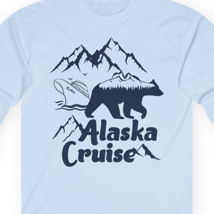 Alaska Cruise Shirt Long Sleeve Shirt – Light Blue – Alaska Cruise Shirts Close Up