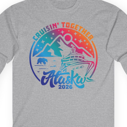 Alaska Cruise Adventure Mountains Wildlife Retro Family Group Shirt 2026 — Long Sleeve Long Sleeve Shirt – Sport Grey – Alaska Cruise Shirts Close Up