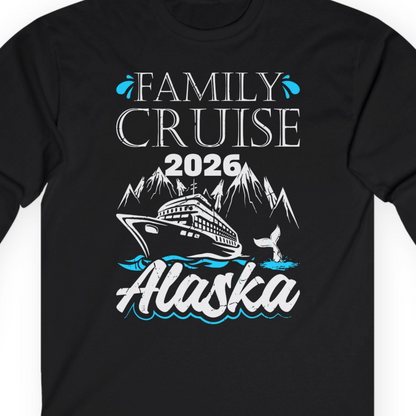 Alaska Family Cruise Shirt Long Sleeve Shirt – Black – Alaska Cruise Shirts Close Up
