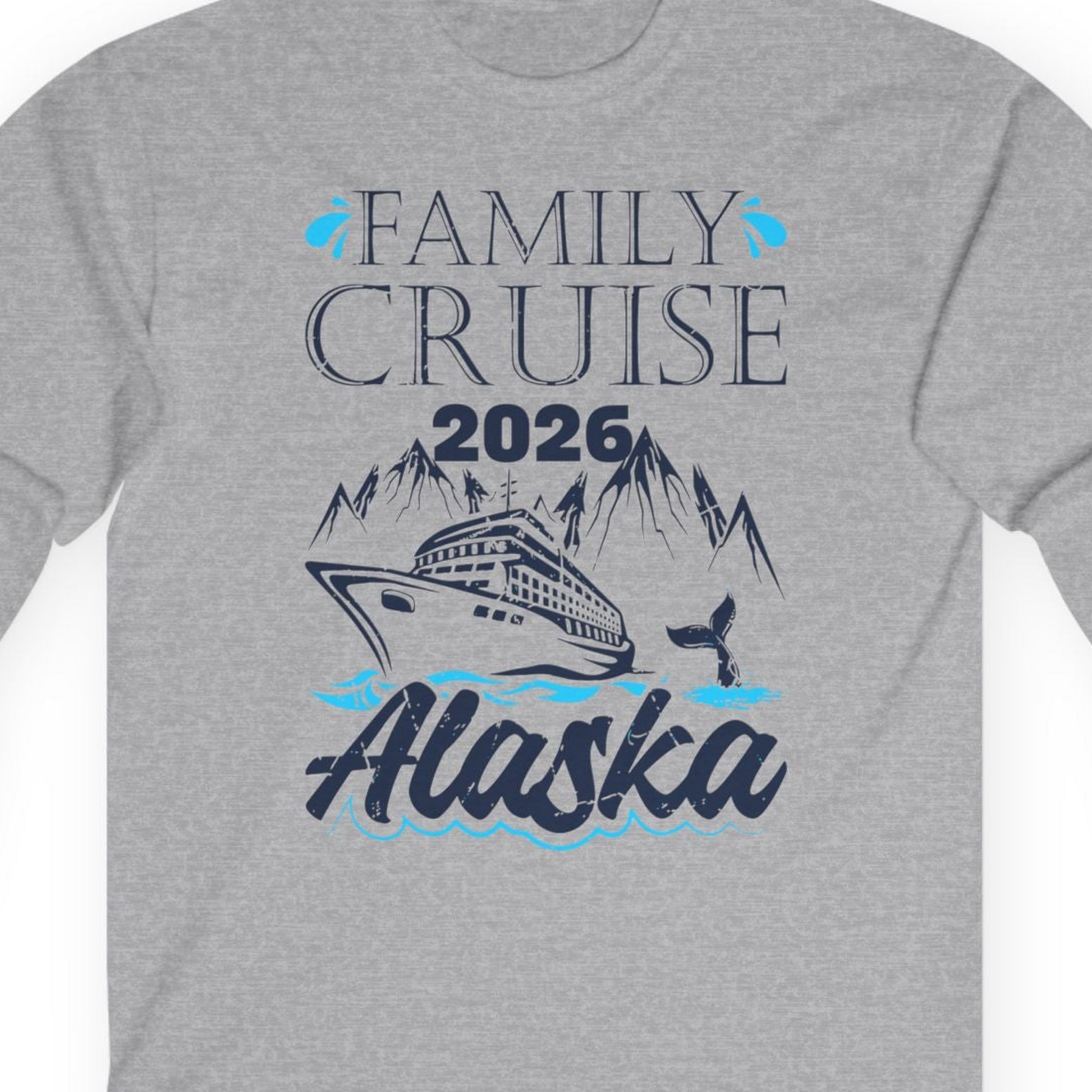 Alaska Family Cruise Shirt Long Sleeve Shirt – Sport Grey – Alaska Cruise Shirts Close Up