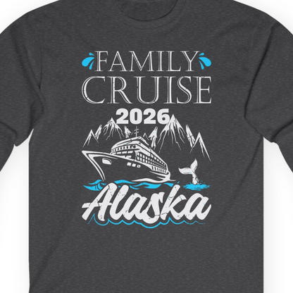 Alaska Family Cruise Shirt Long Sleeve Shirt – Dark Heather – Alaska Cruise Shirts Close Up