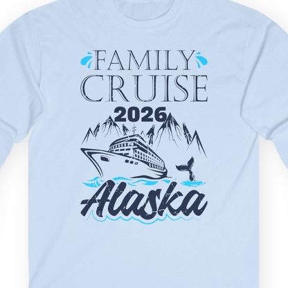 Alaska Family Cruise Shirt Long Sleeve Shirt – Light Blue – Alaska Cruise Shirts Close Up