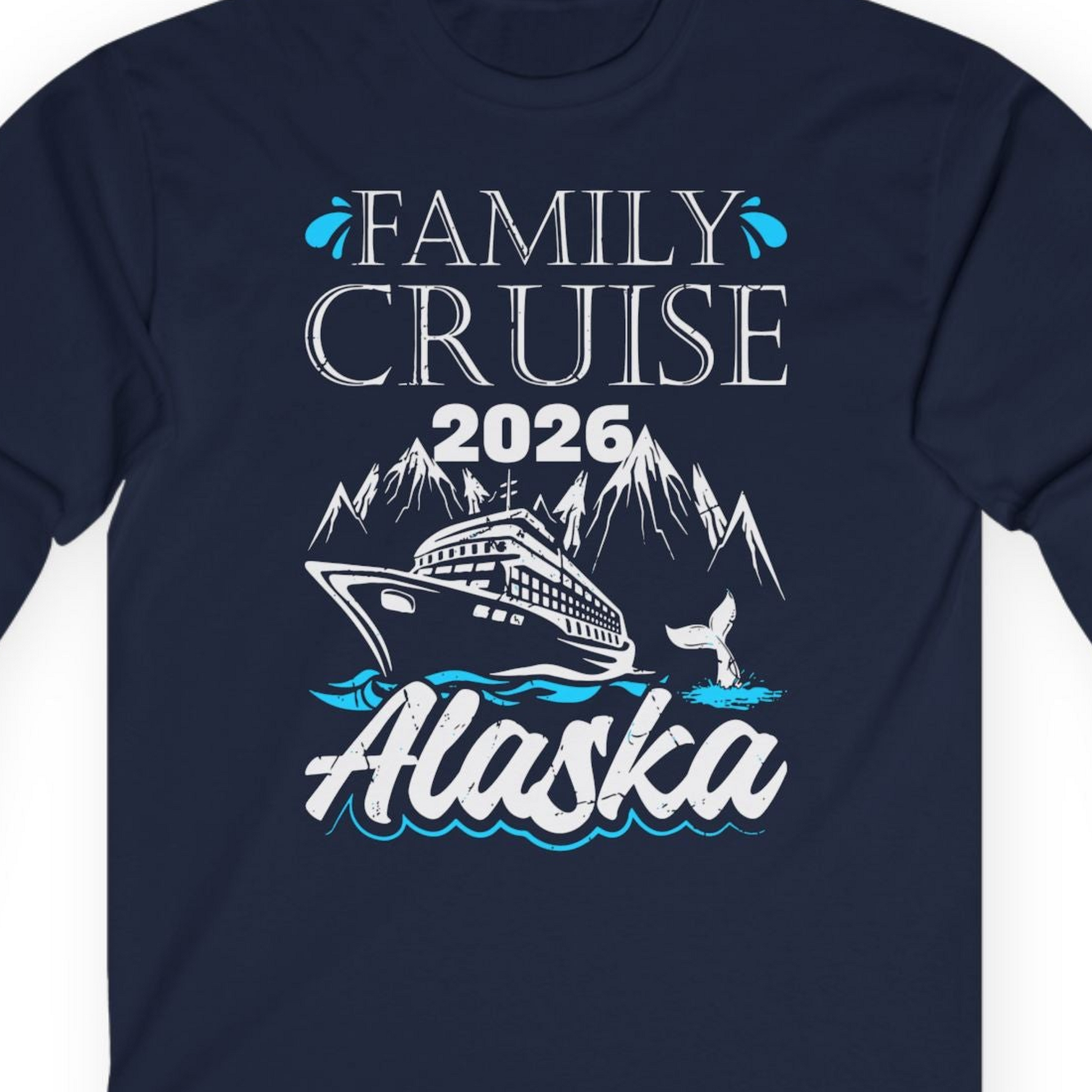 Alaska Family Cruise Shirt Long Sleeve Shirt – Navy – Alaska Cruise Shirts Close Up