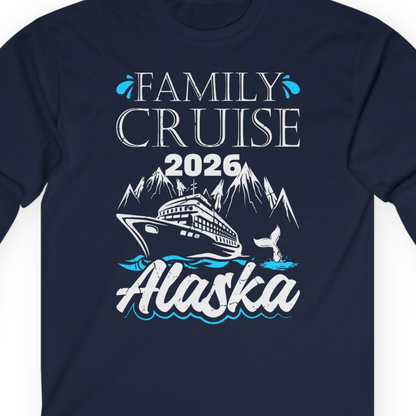 Alaska Family Cruise Shirt Long Sleeve Shirt – Navy – Alaska Cruise Shirts Close Up