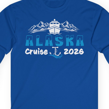 Alaska Cruise 2026 Shirt Long Sleeve Shirt – Royal – Alaska Cruise Shirts Close Up