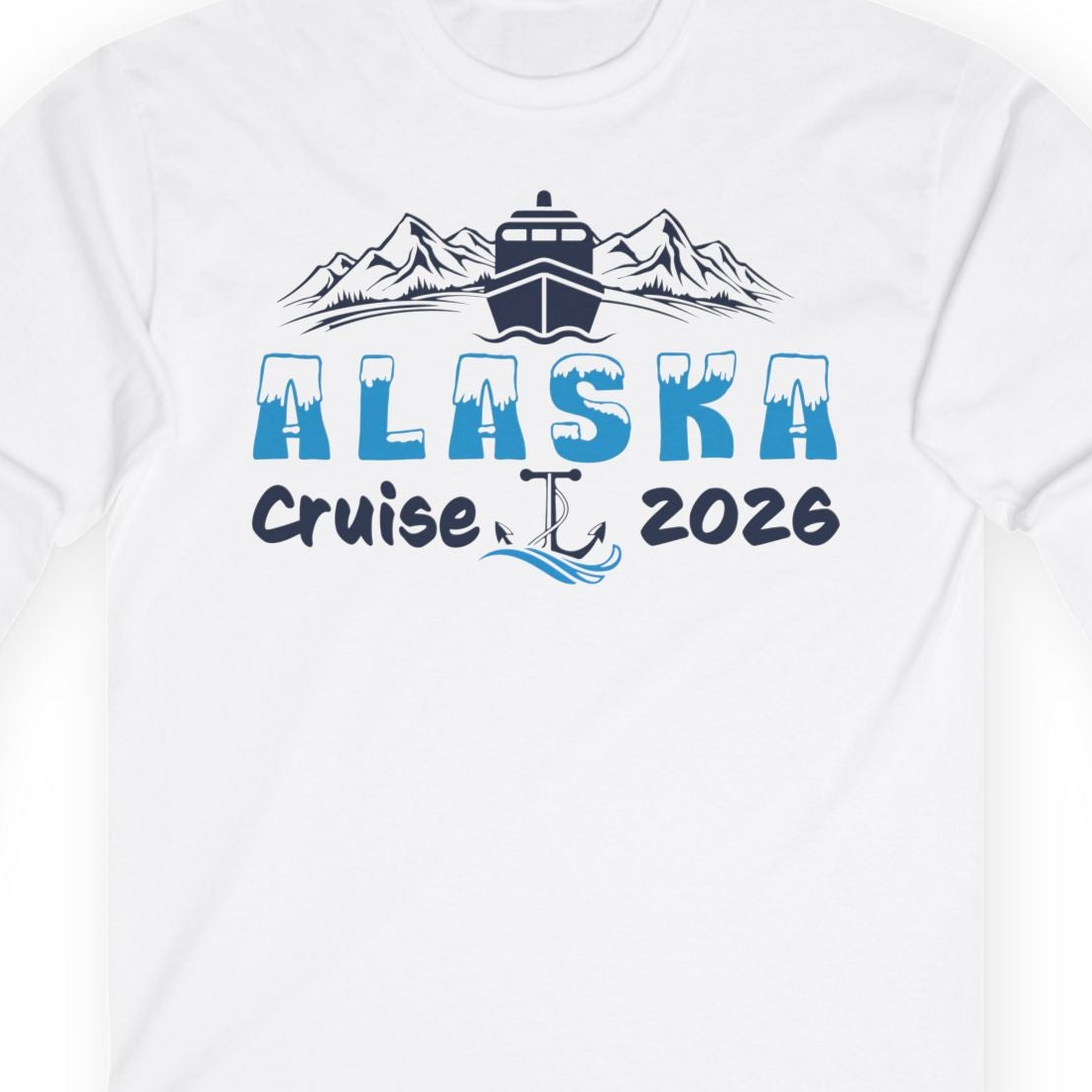 Alaska Cruise 2026 Shirt Long Sleeve Shirt – White – Alaska Cruise Shirts Close Up
