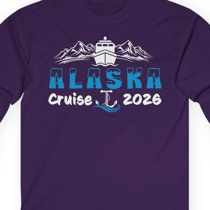 Alaska Cruise 2026 Shirt Long Sleeve Shirt – Purple – Alaska Cruise Shirts Close Up