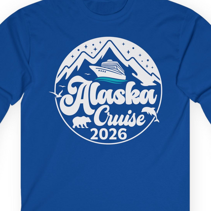 Alaska Cruise 2026 Shirt Long Sleeve Shirt – Royal – Alaska Cruise Shirts Close Up