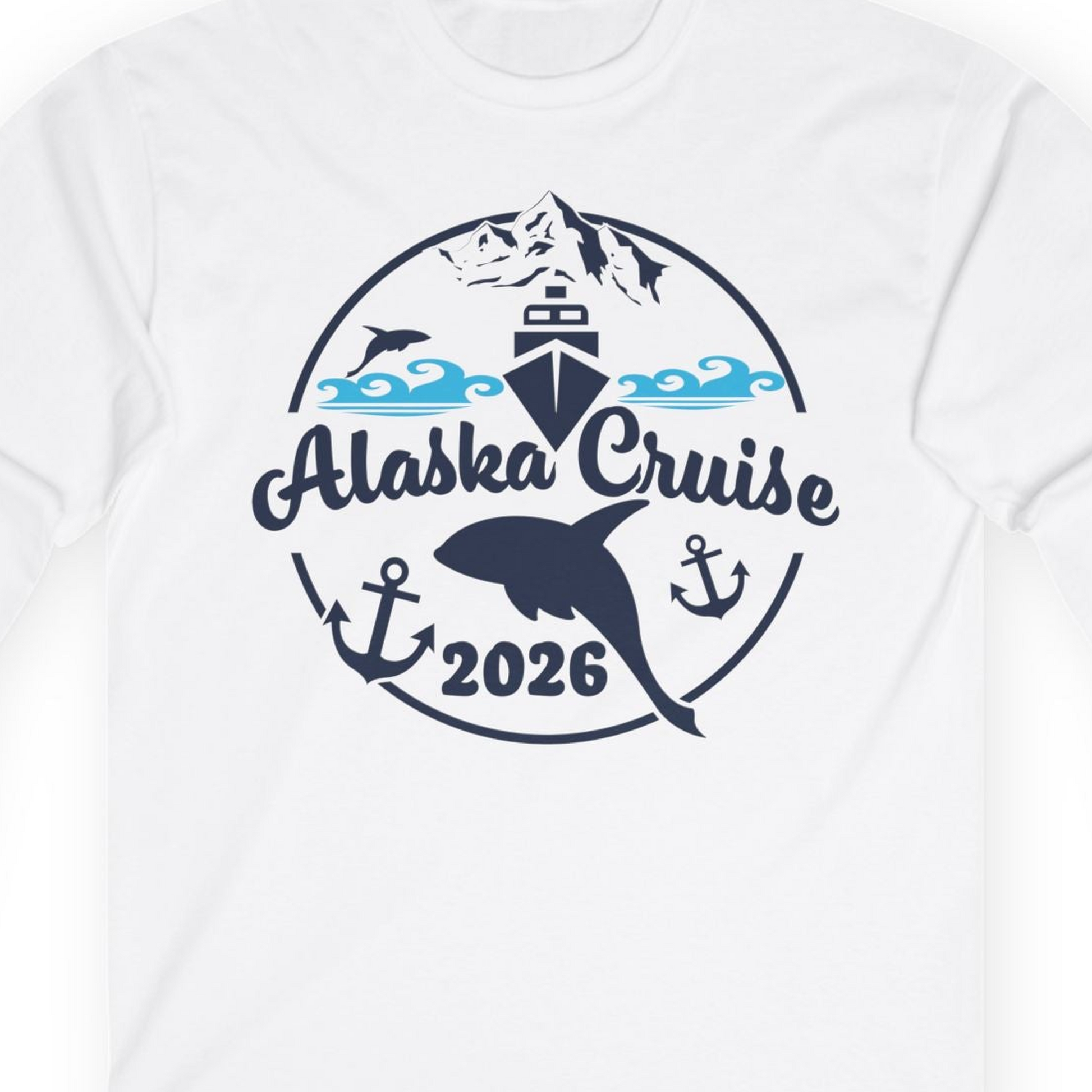 Alaska Cruise 2026 Shirt Long Sleeve Shirt – White – Alaska Cruise Shirts Close Up