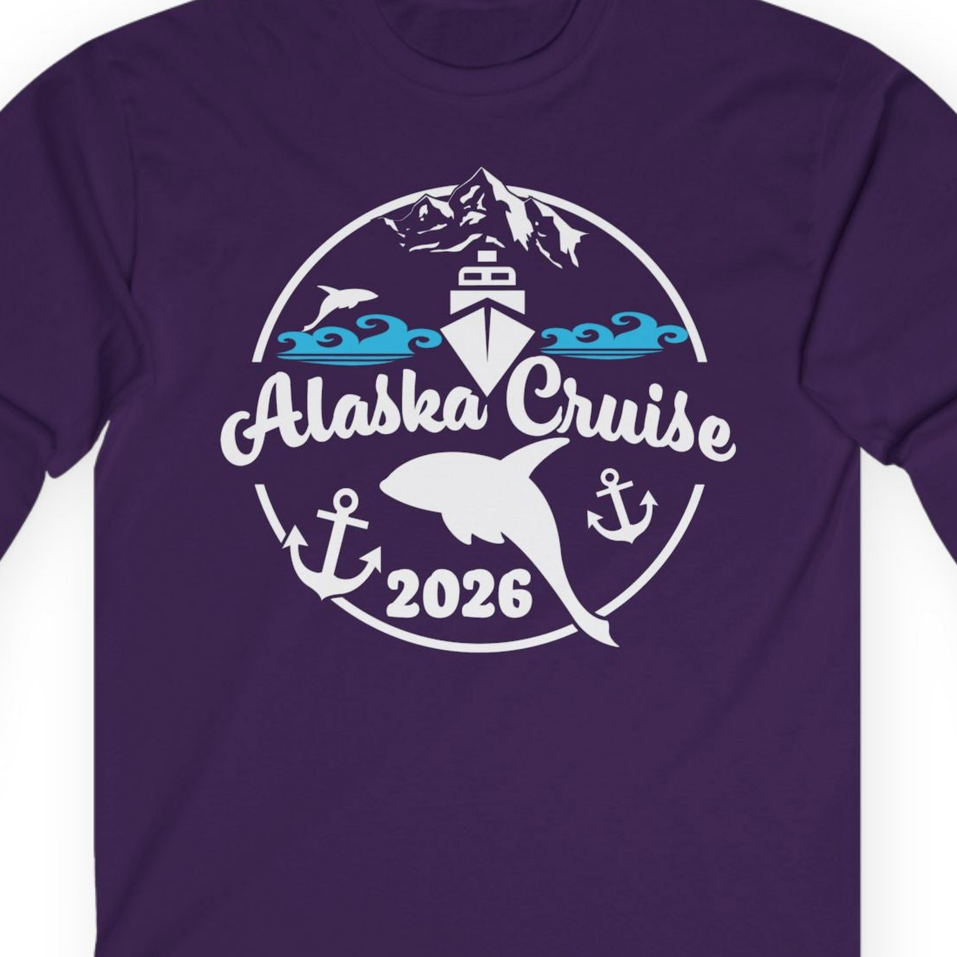 Alaska Cruise 2026 Shirt Long Sleeve Shirt – Purple – Alaska Cruise Shirts Close Up