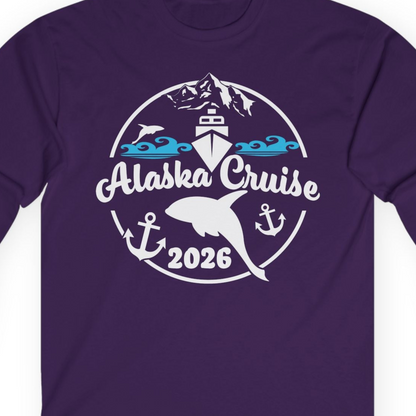 Alaska Cruise 2026 Shirt Long Sleeve Shirt – Purple – Alaska Cruise Shirts Close Up