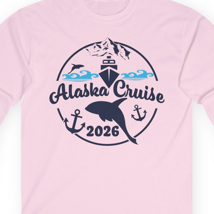 Alaska Cruise 2026 Shirt Long Sleeve Shirt – Light Pink – Alaska Cruise Shirts Close Up