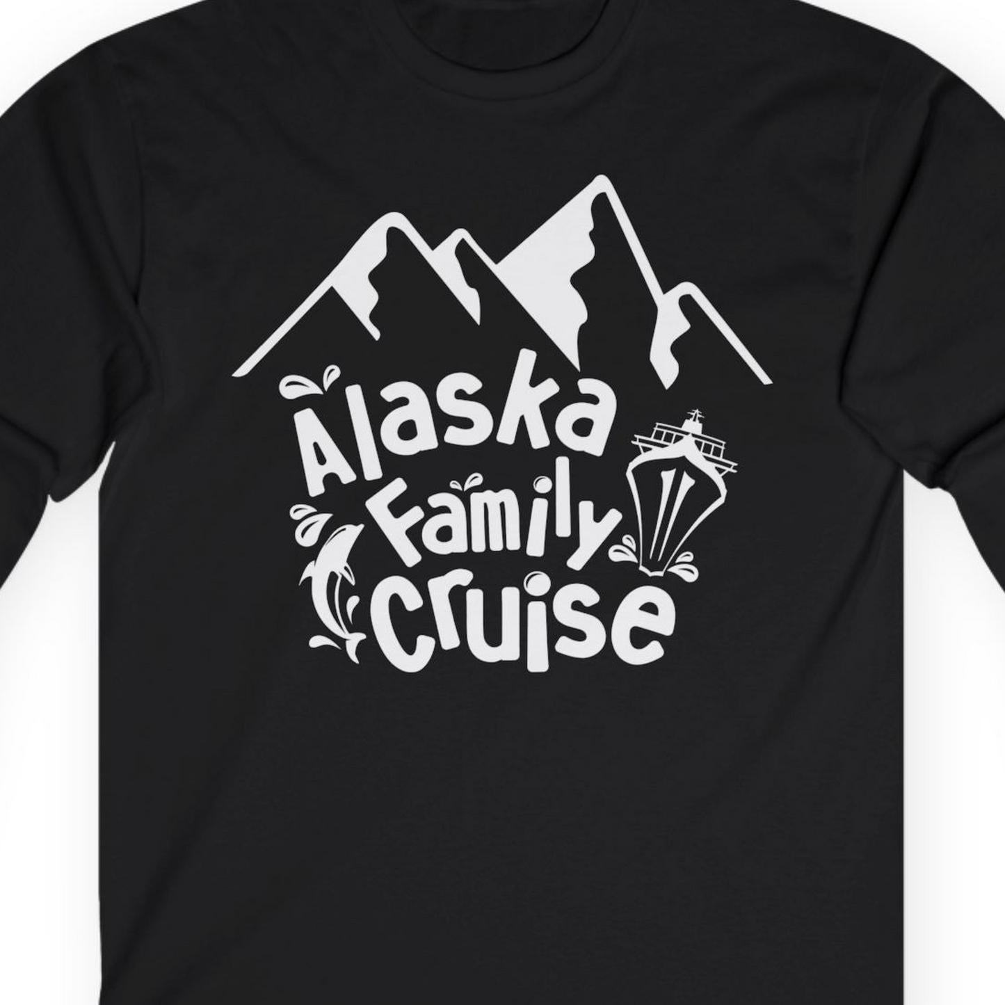 Alaska Family Cruise Adventure Shirt Long Sleeve Shirt – Black – Alaska Cruise Shirts Close Up