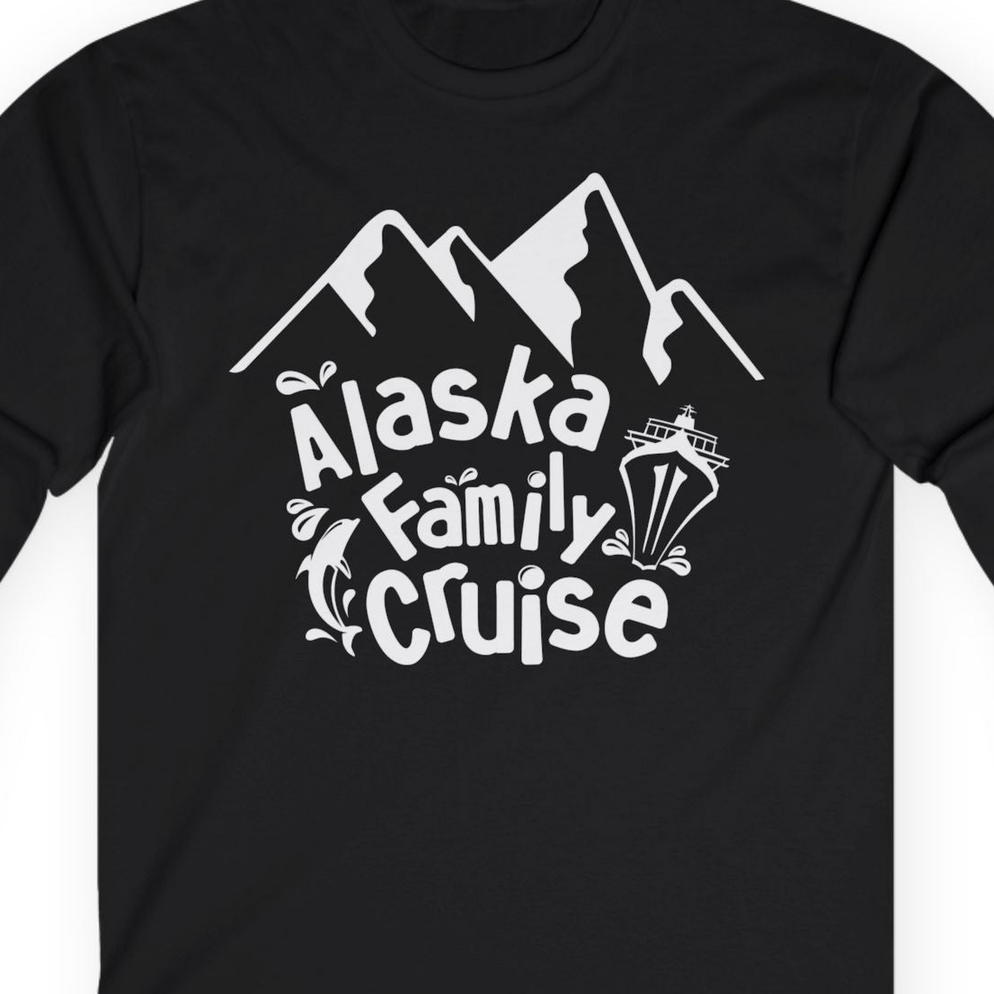 Alaska Family Cruise Adventure Shirt Long Sleeve Shirt – Black – Alaska Cruise Shirts Close Up
