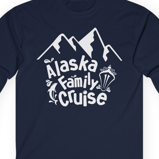 Alaska Family Cruise Adventure Shirt Long Sleeve Shirt – Navy – Alaska Cruise Shirts Close Up
