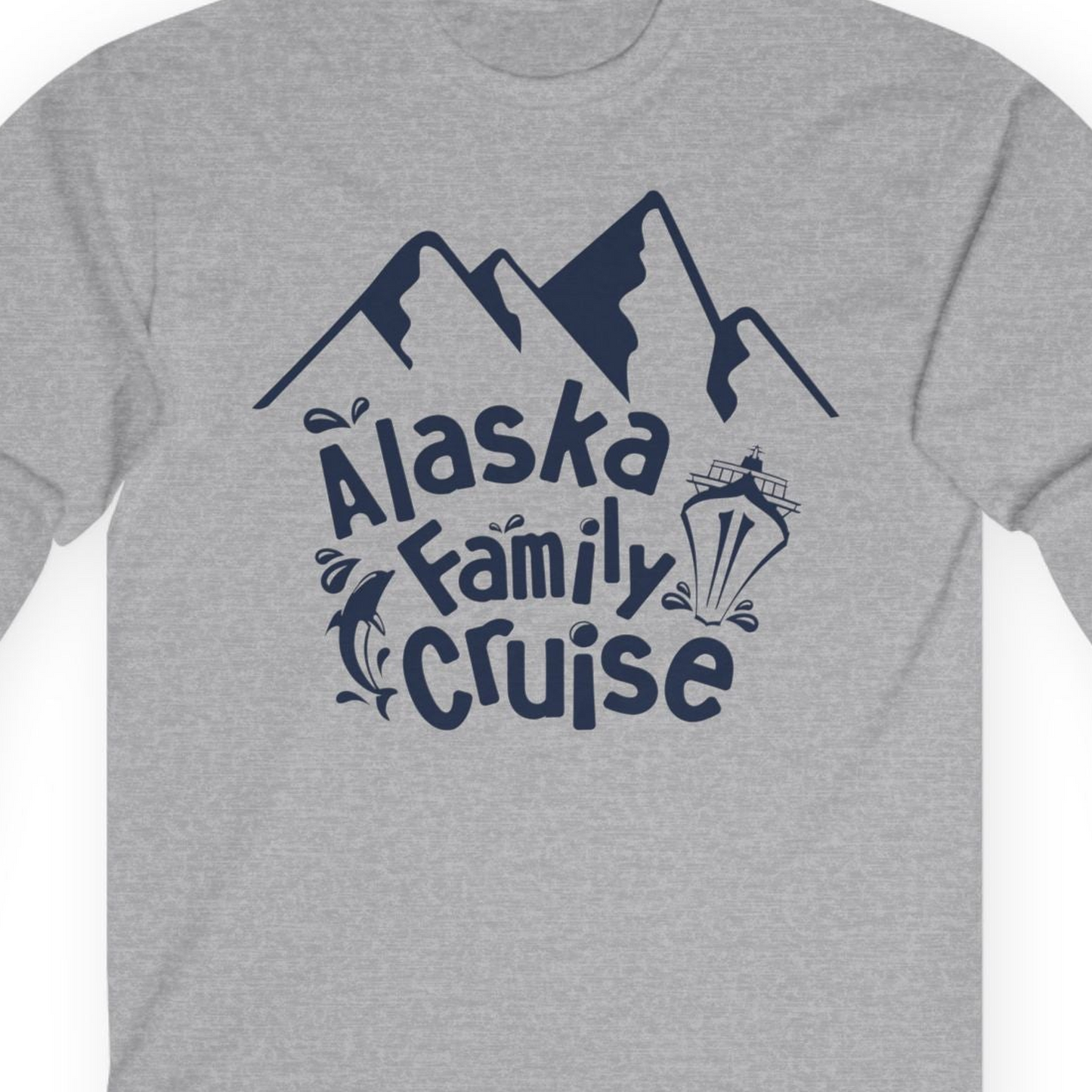 Alaska Family Cruise Adventure Shirt Long Sleeve Shirt – Sport Grey – Alaska Cruise Shirts Close Up
