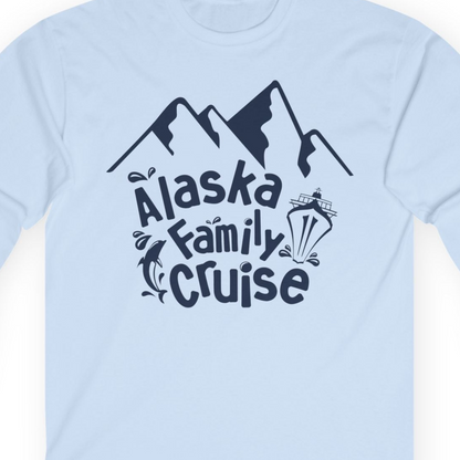 Alaska Family Cruise Adventure Shirt Long Sleeve Shirt – Light Blue – Alaska Cruise Shirts Close Up