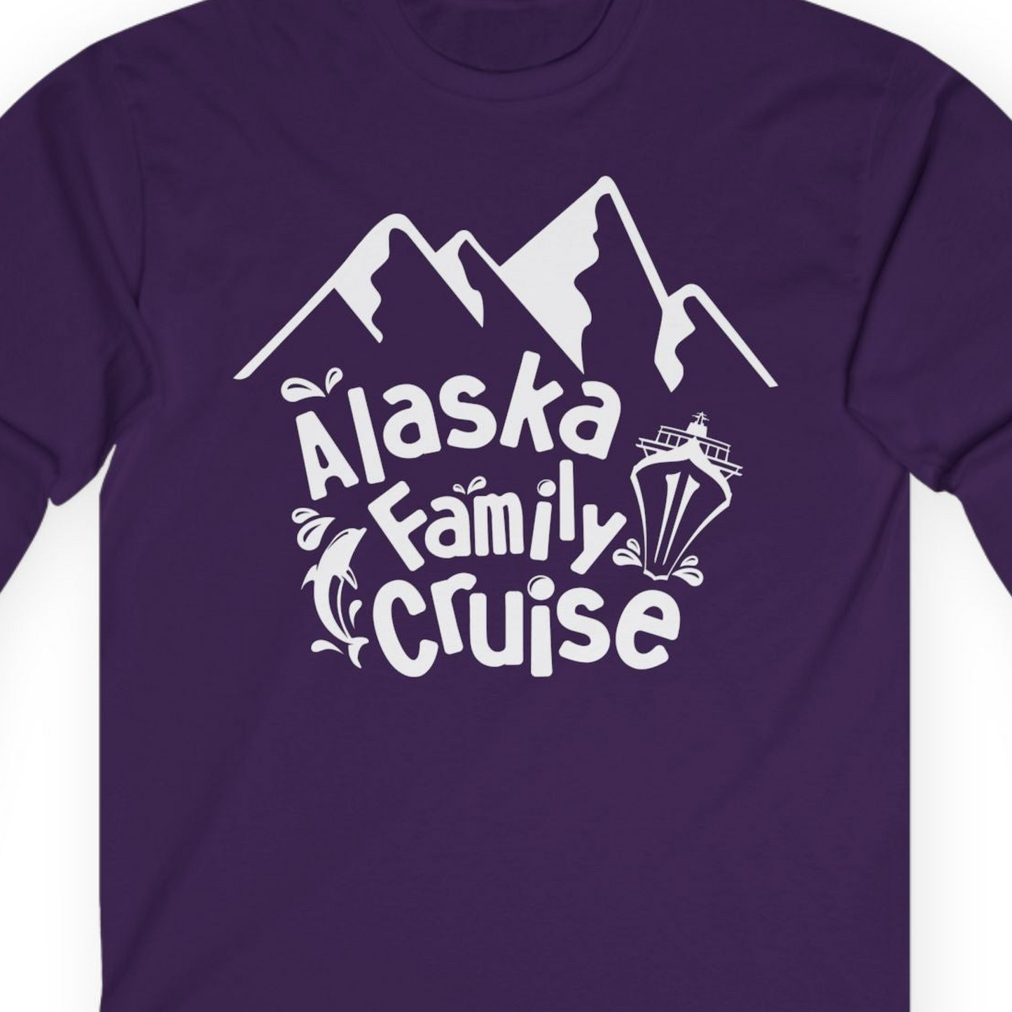 Alaska Family Cruise Adventure Shirt Long Sleeve Shirt – Purple – Alaska Cruise Shirts Close Up