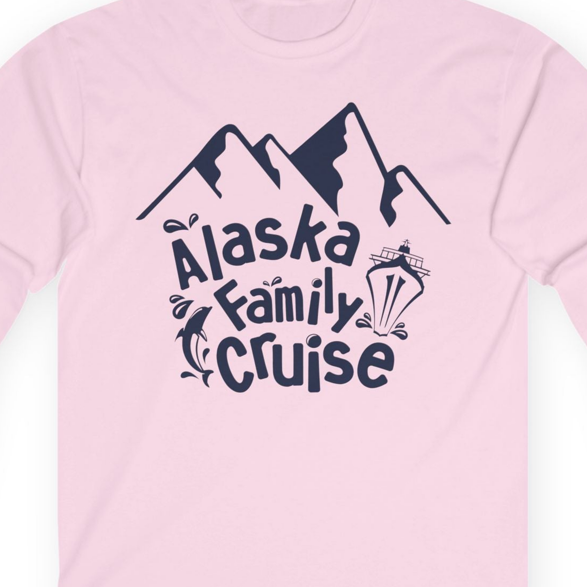 Alaska Family Cruise Adventure Shirt Long Sleeve Shirt – Light Pink – Alaska Cruise Shirts Close Up