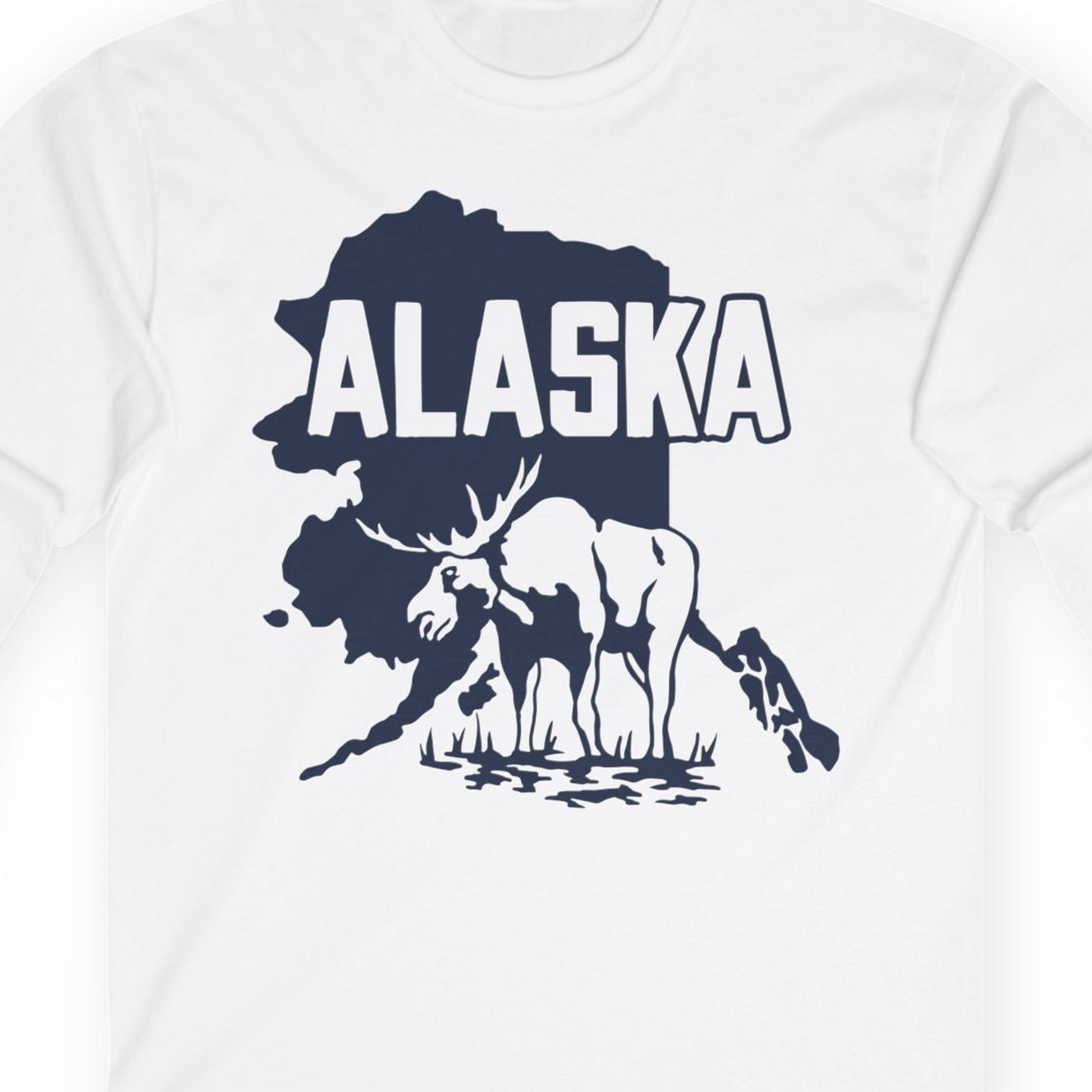 Alaska Moose Silhouette Shirt Long Sleeve Shirt – White – Alaska Cruise Shirts Close Up