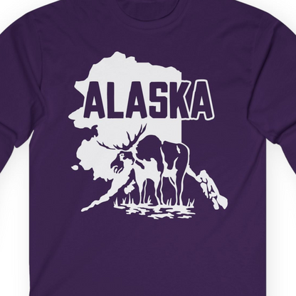 Alaska Moose Silhouette Shirt Long Sleeve Shirt – Purple – Alaska Cruise Shirts Close Up