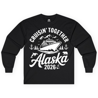 Alaska Cruise Adventure Shirt Long Sleeve Shirt – Black – Alaska Cruise Shirts Close Up