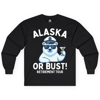 Alaska Retirement Cruise Shirt Long Sleeve Shirt – Black – Alaska Cruise Shirts Close Up
