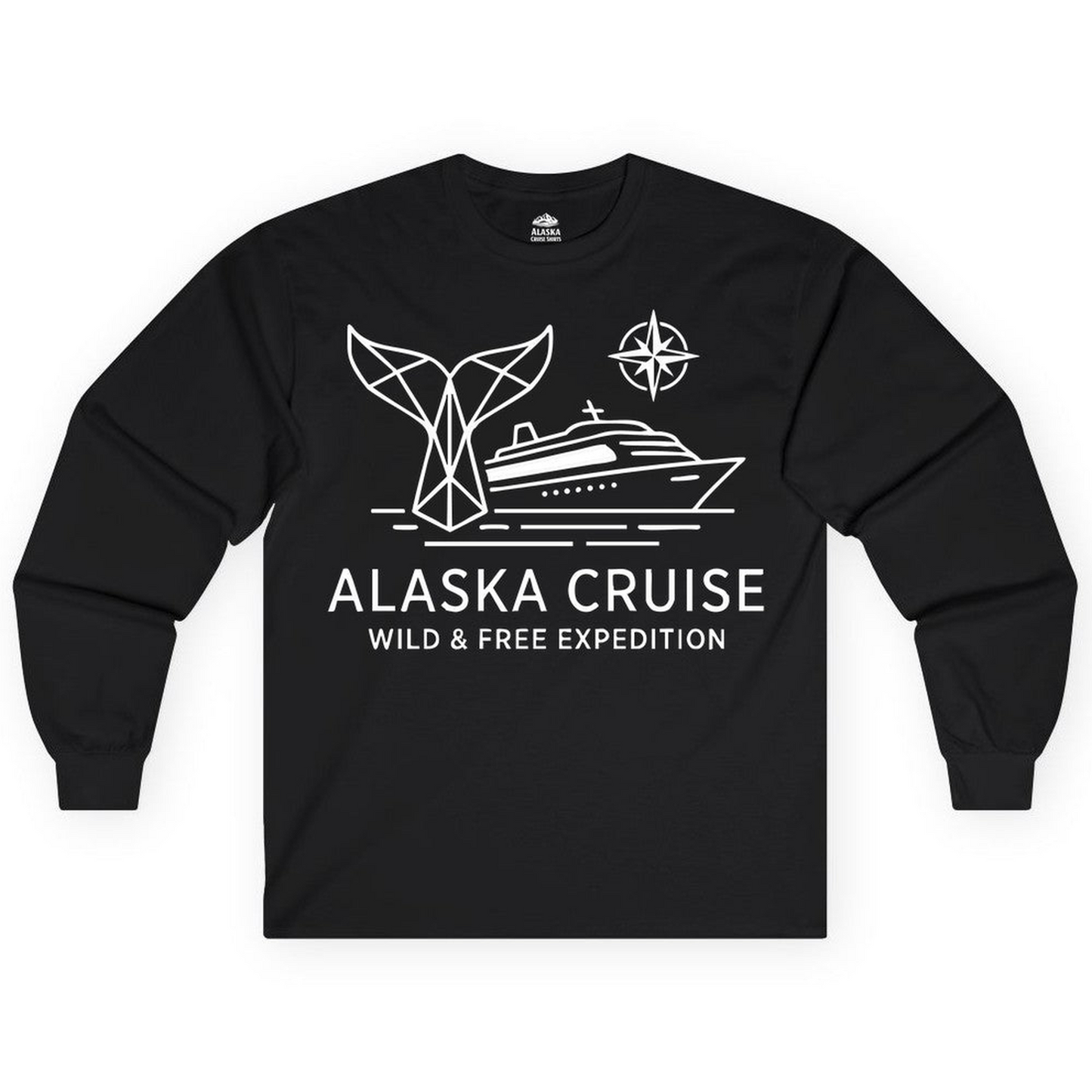 Alaska Cruise Shirt Long Sleeve Shirt – Black – Alaska Cruise Shirts Close Up