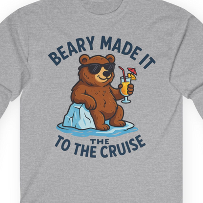 Funny Cruise Bear Shirt Long Sleeve Shirt – Sport Grey – Alaska Cruise Shirts Close Up