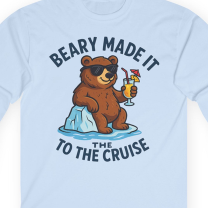 Funny Cruise Bear Shirt Long Sleeve Shirt – Light Blue – Alaska Cruise Shirts Close Up