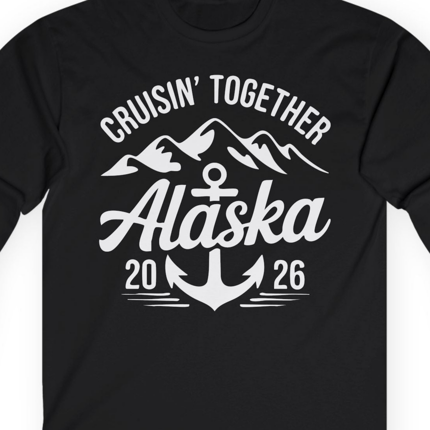 Alaska Cruise Shirt Long Sleeve Shirt – Black – Alaska Cruise Shirts Close Up