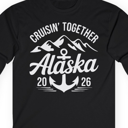Alaska Cruise Shirt Long Sleeve Shirt – Black – Alaska Cruise Shirts Close Up