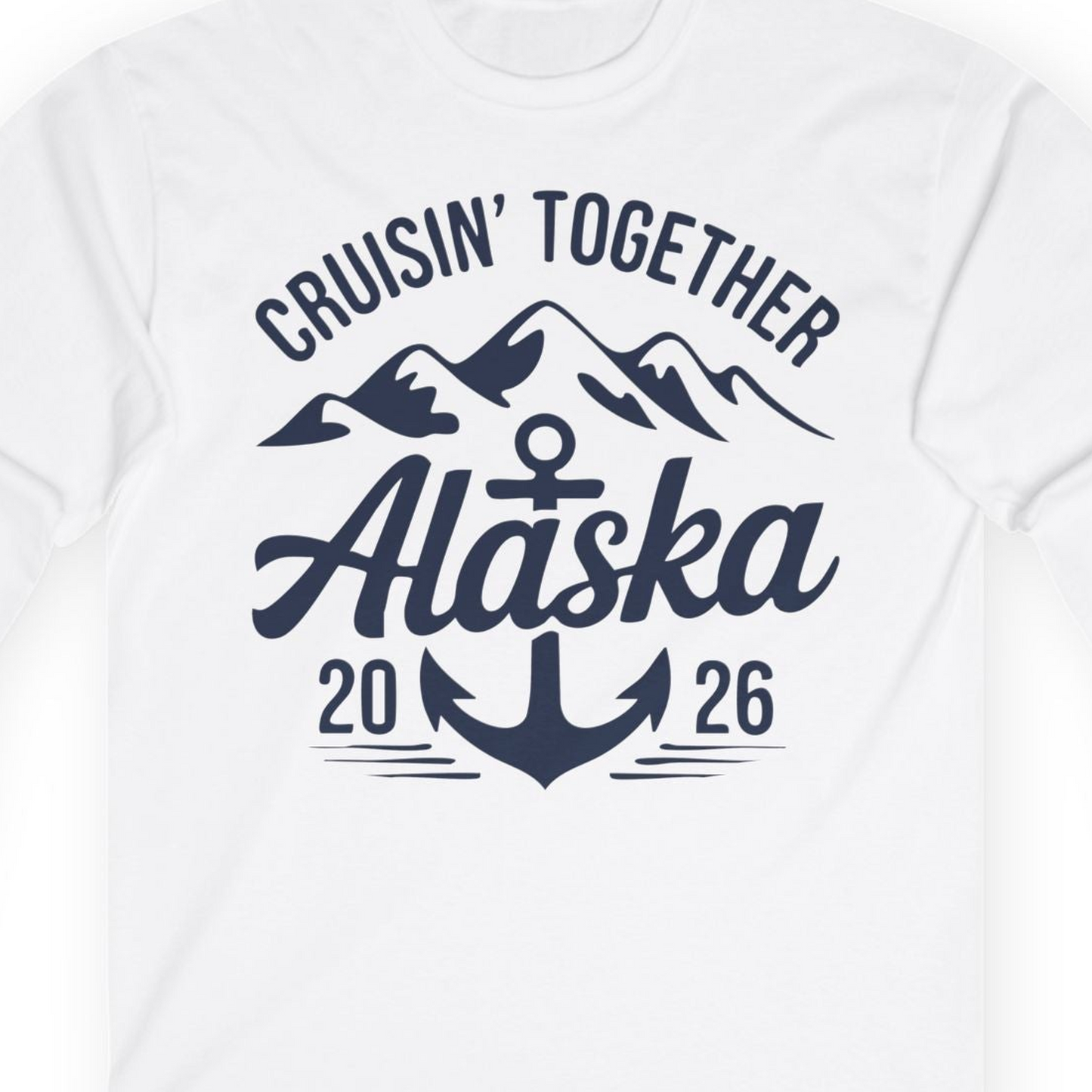 Alaska Cruise Shirt Long Sleeve Shirt – White – Alaska Cruise Shirts Close Up